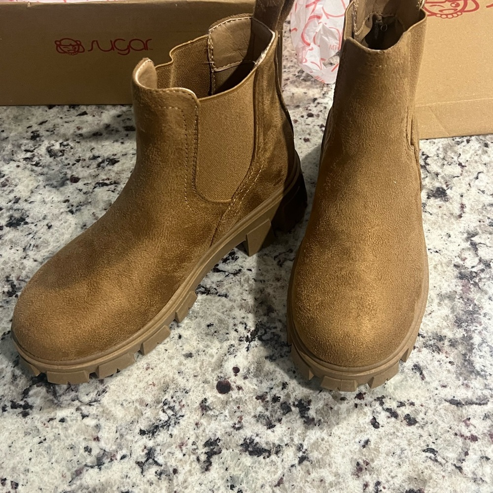 Sugar Tan Ankle Booties with Elastic Panels